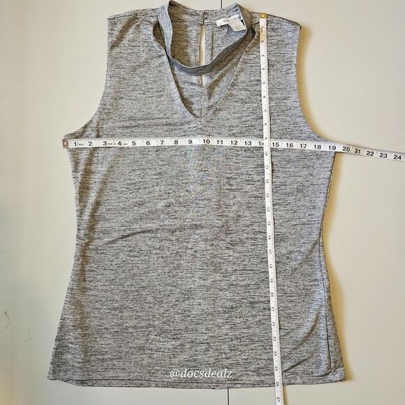 White House Black Market Sleeveless Blouse Gray Women's Large - Picture 4 of 6